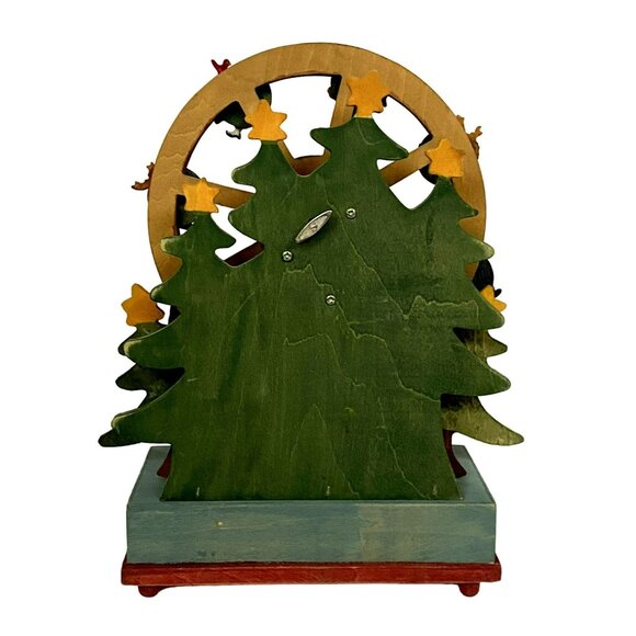 Ferris Wheel Music Box  Snowman Christmas Working We Wish You a Merry Xmas Wood - Picture 6 of 7